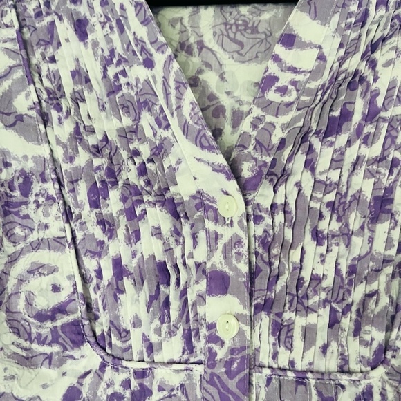 EUC JM Collection Purple Floral Button Down Blouse with 3/4 Sleeves , Size 18W - Picture 4 of 9
